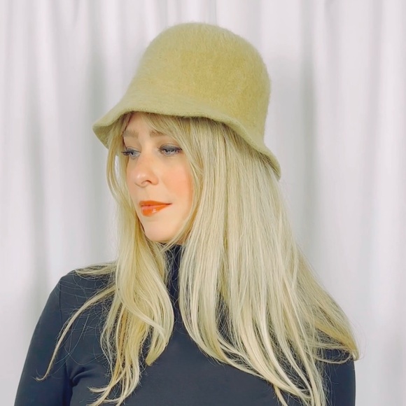 Vintage Normandy France Rabbit Fur and Wool Bucket Hat in Tan Brown - Picture 3 of 9